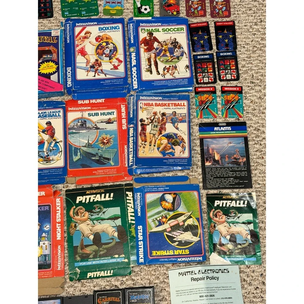 HUGE Lot of  Vintage Intellivision Games Boxes Instructions Overlays & More!